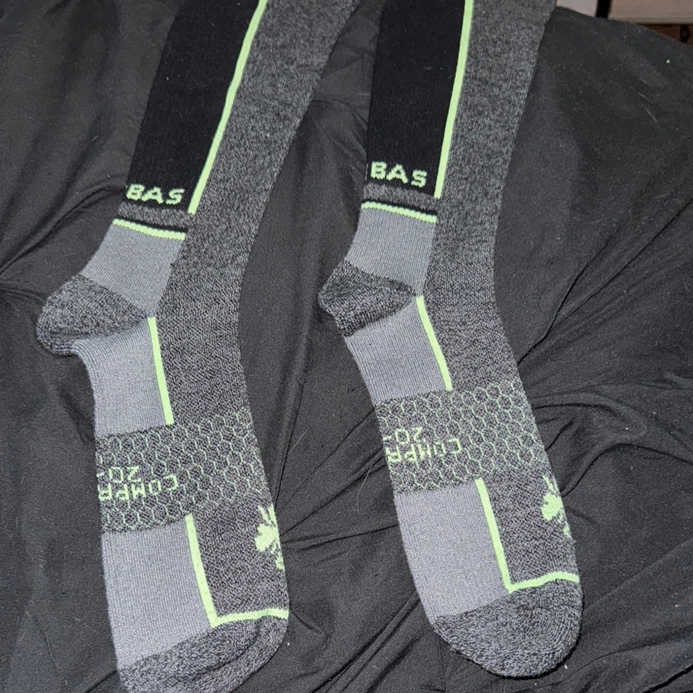 Bombas Gray and Black Athletic Socks with Performance Design